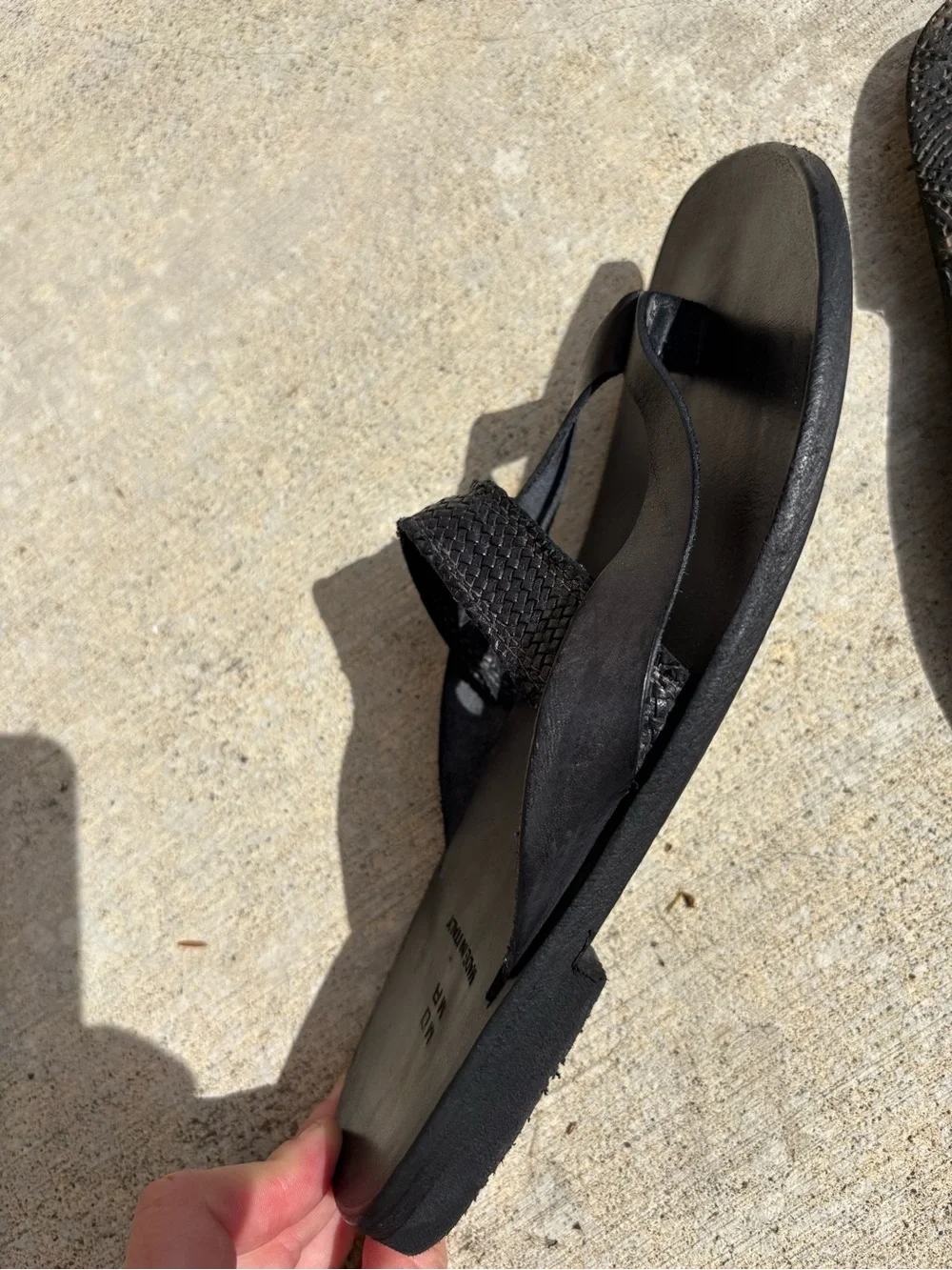 Moma Black Leather Woven & Smooth Strap Women's Sandals - Italian, Worn 3x